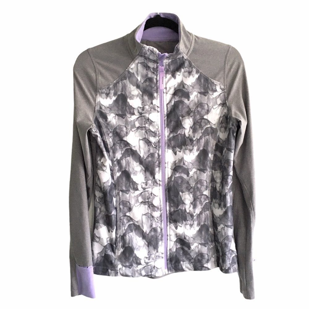 MONDETTA Front Zip Athletic Jacket Grey Print S